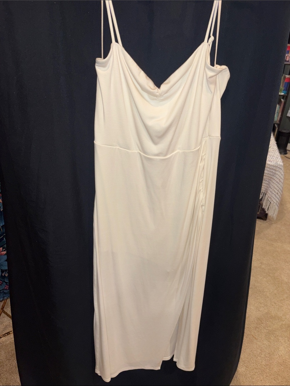 Wilfred Cream Cowl-Neck Maxi Slip Dress with Double Spaghetti Straps